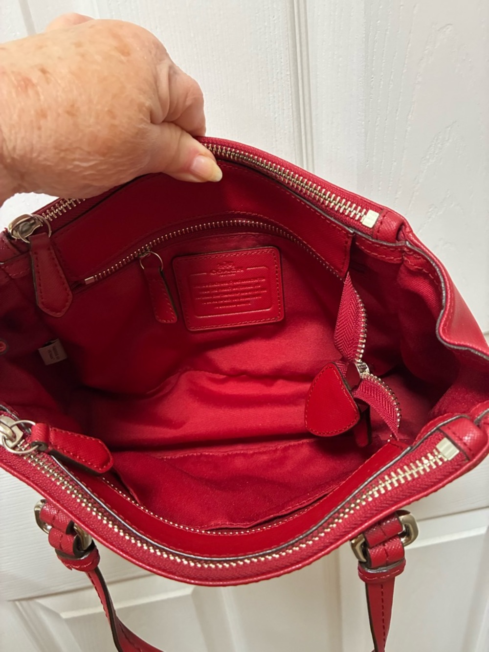 Coach Deep Red Cross Grain Leather Satchel with Strap EUC!! - Picture 13 of 14